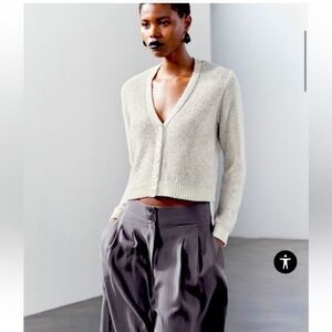 Zara silver sequined cardigan, size M, NWT